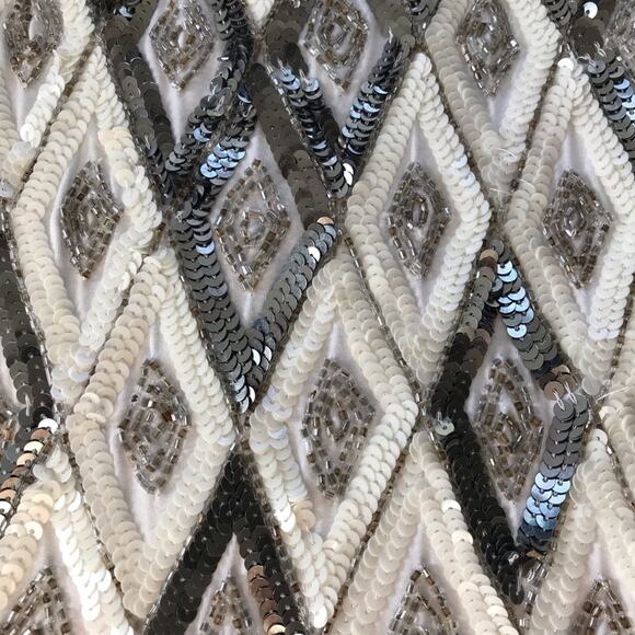 Boston proper xs pattern sequin tank white gray sparkly embellished party fancy - Picture 9 of 10